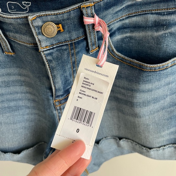 Vineyard Vines Indigo Raw Cuffed Shorts - Moonlight Blue - Size 0 - NWT - Picture 4 of 11